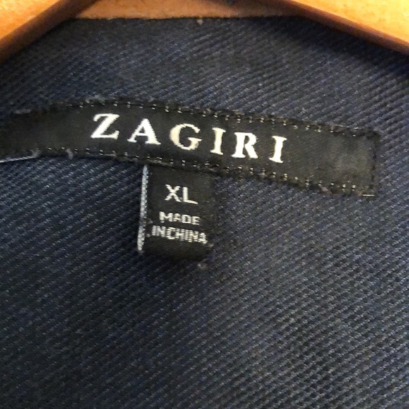 ZAGIRI XL SLIM FIT SNAP DOWN LONG SLEEVE NAVY SOFT COTTON WESTERN SHIRT - #147 - Picture 3 of 10